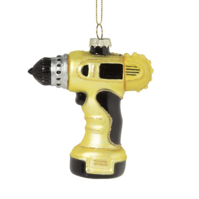 Kersthanger boormachine - geel - 10x9x3.5 cm